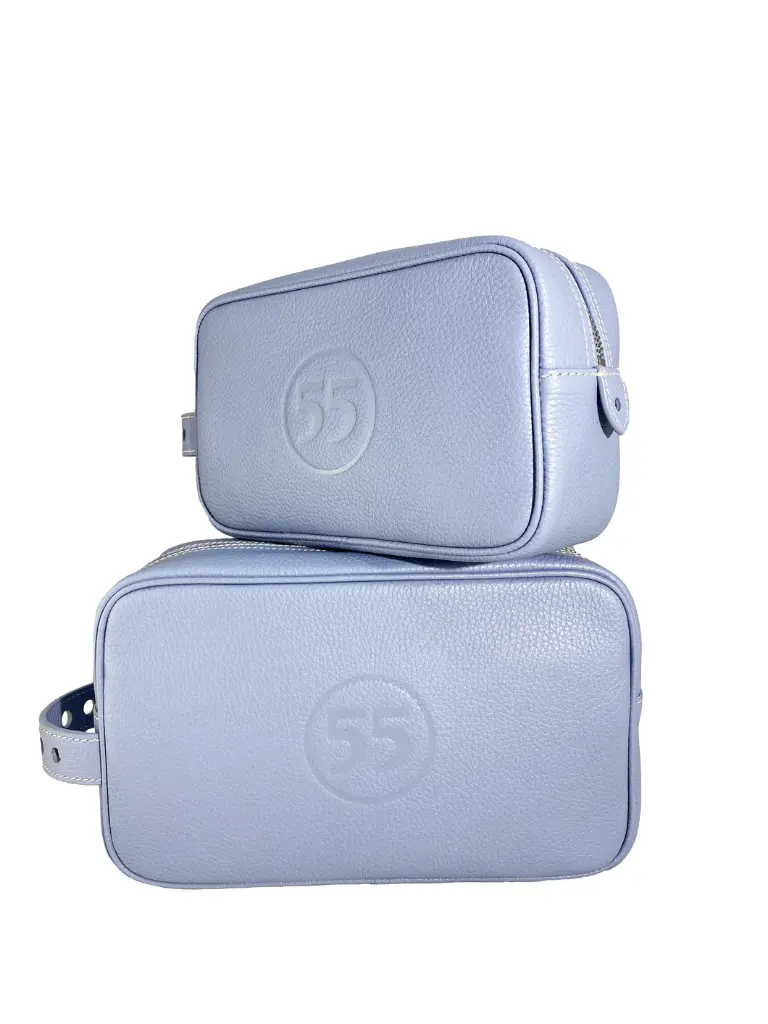 Dopp Kit Grained Leather : Blue
