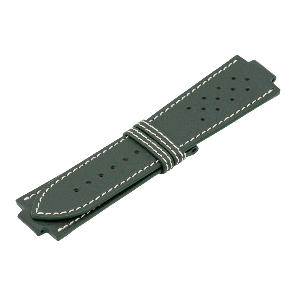 GT Leather Green Forest Strap,  Stitching White
