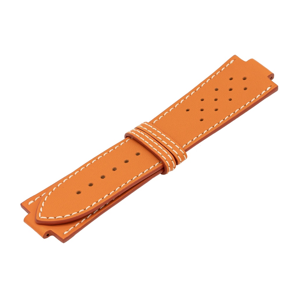 GT Leather Orange Strap,  Stitching White