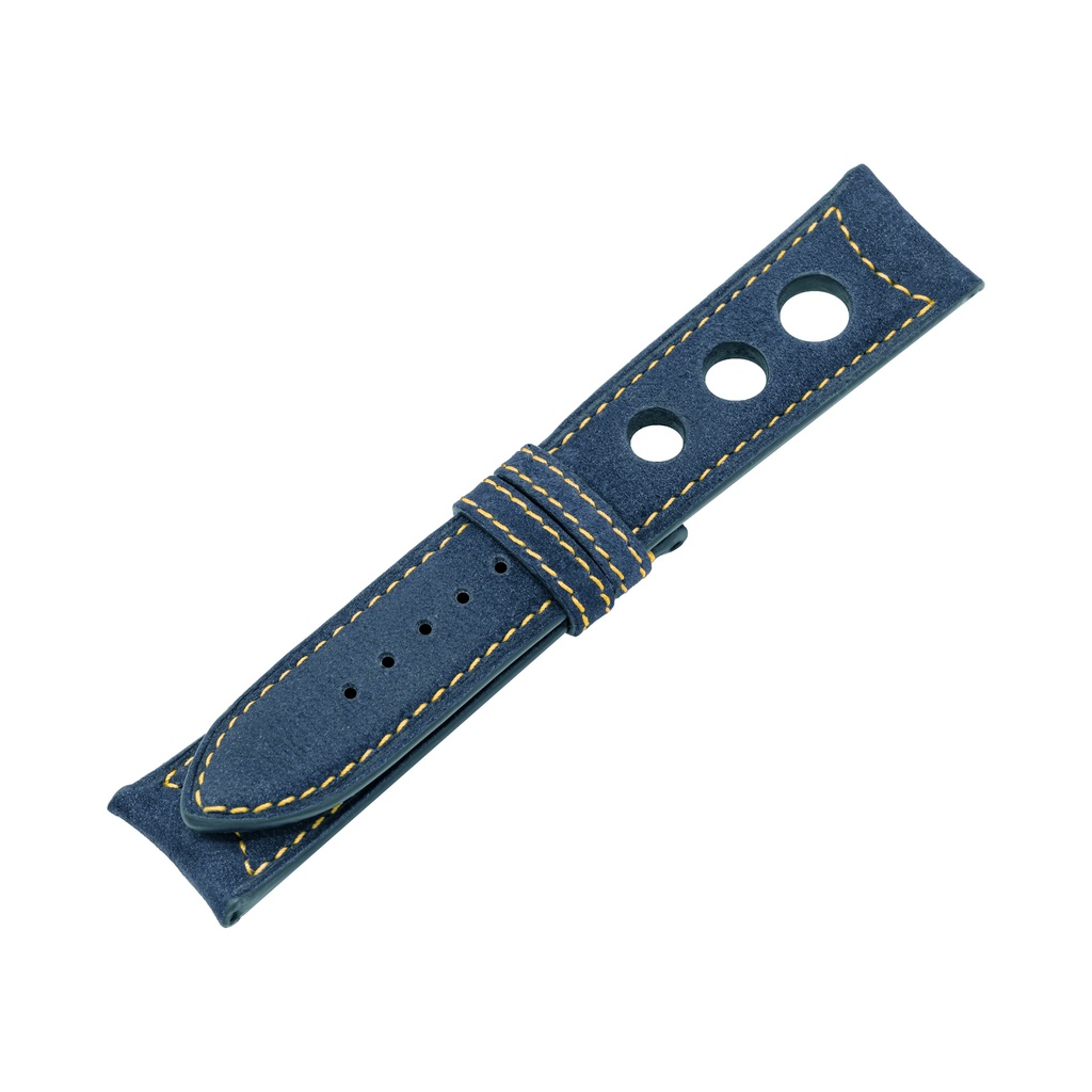 Rally Nubuck Blue Jeans Strap,  Stitching Yellow