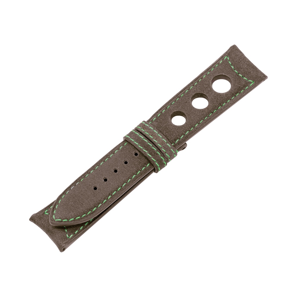Rally Nubuck Taupe Strap,  Stitching Green