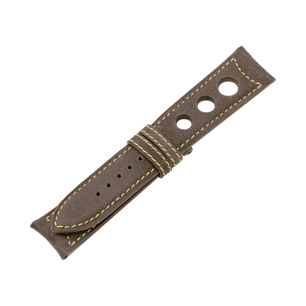 Rally Nubuck Taupe Strap,  Stitching Yellow