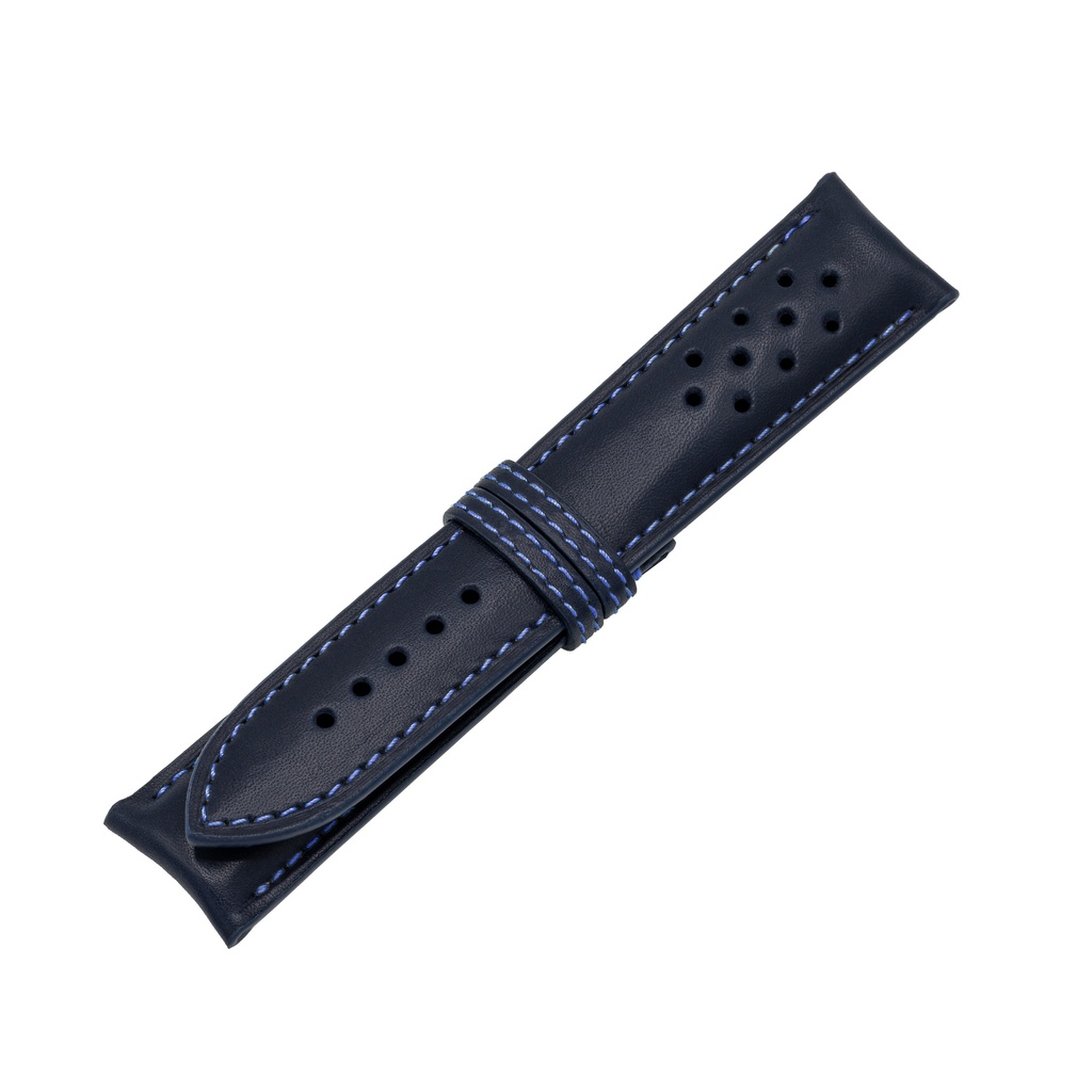 Vintage Leather Blue Marine Strap,  Stitching Blue