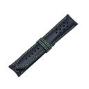 Vintage Leather Blue Marine Strap,  Stitching Green