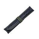 Vintage Leather Blue Marine Strap,  Stitching Green Light