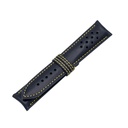Vintage Leather Blue Marine Strap,  Stitching Yellow