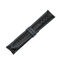Vintage Leather Black Strap,  Stitching Blue Light