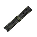 Vintage Leather Black Strap,  Stitching Green Light