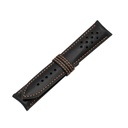 Vintage Leather Black Strap,  Stitching Orange