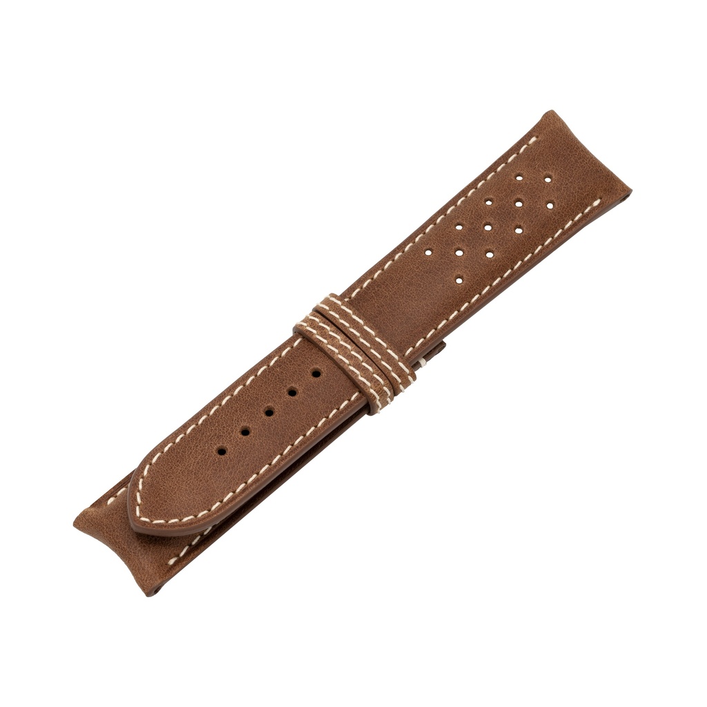 Vintage Old Leather Brown Chocolate Strap,  Stitching White