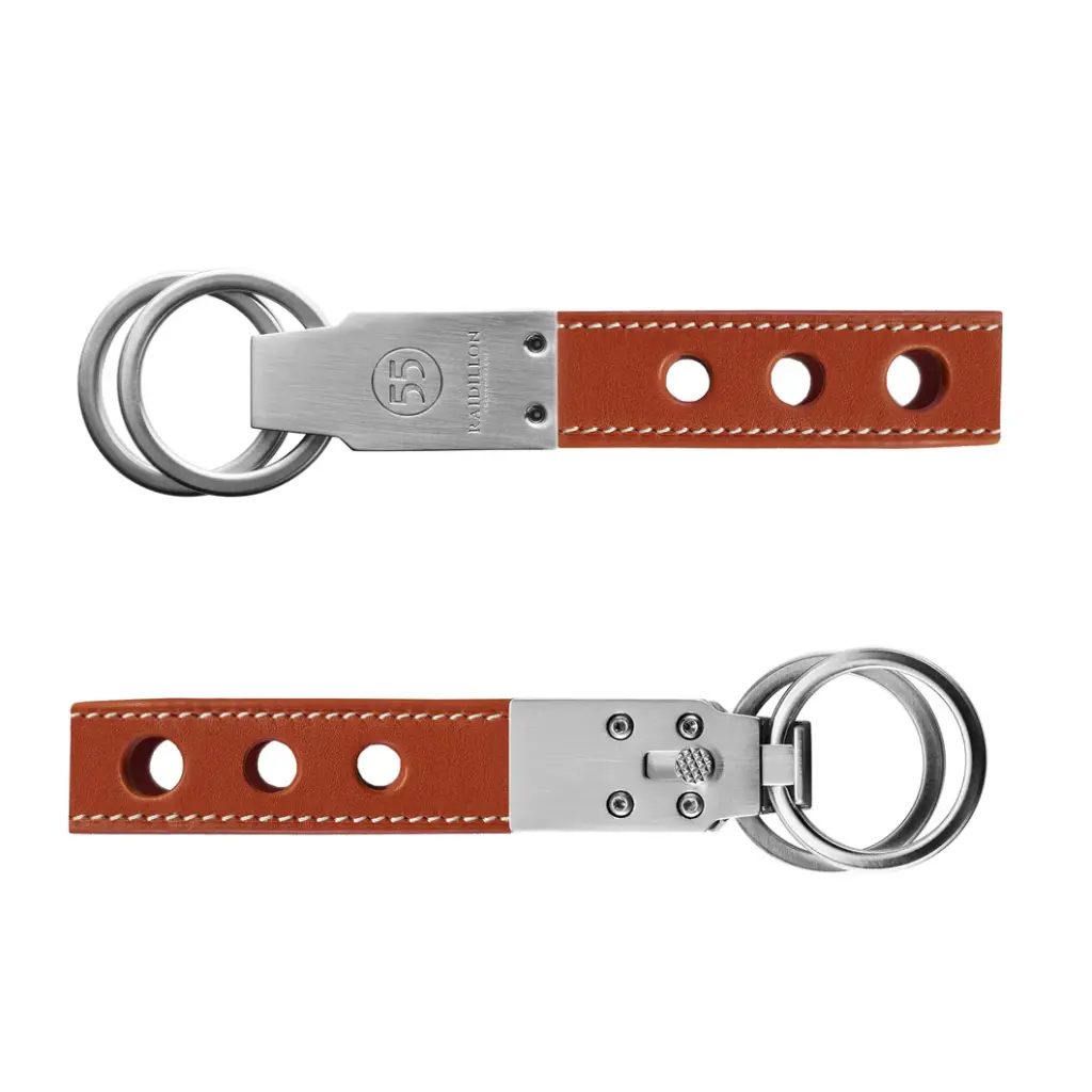 Smooth Leather Key Ring : Cognac - Natural