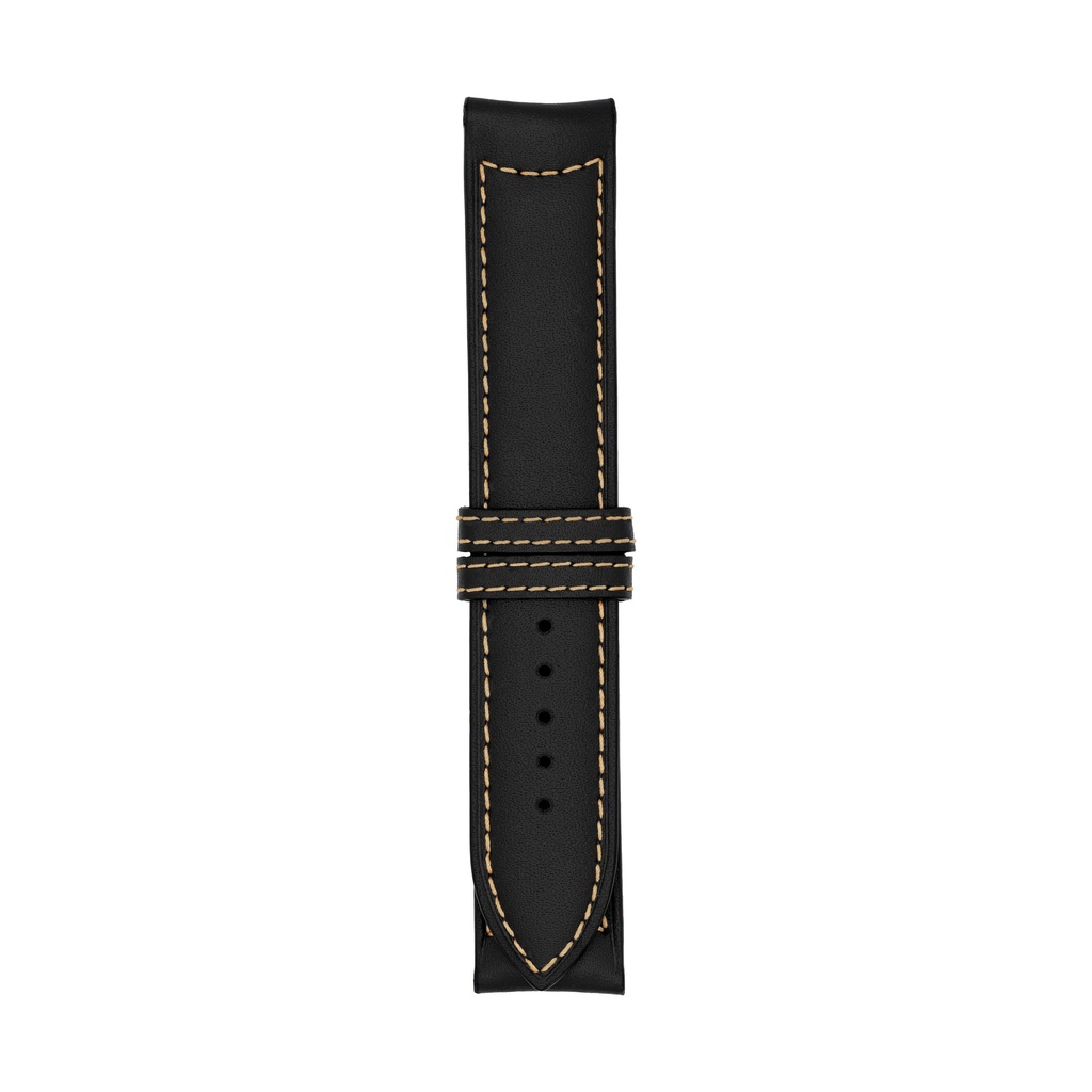 [C20L-1018S] Classic Leather Black Strap,  Stitching Bronze (20/20 - 105/70)