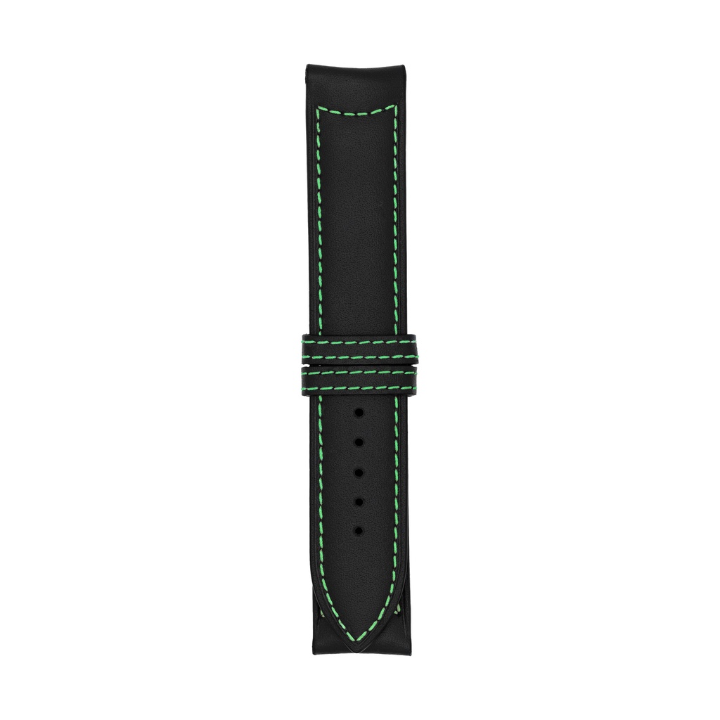 [C20L-1025S] Classic Leather Black Strap,  Stitching Green (20/20 - 105/70)