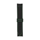 Klassisches Lederarmband in Schwarz mit grünen Ziernähten