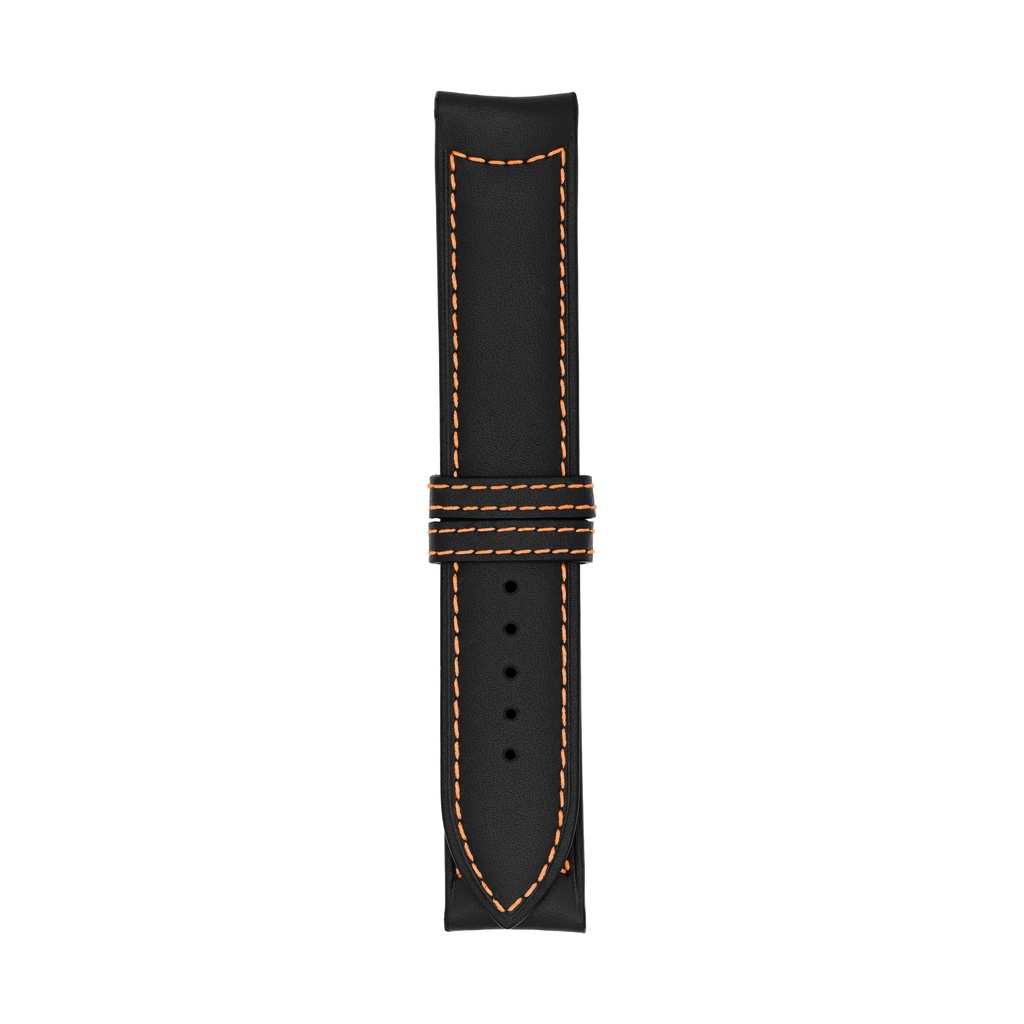 [C20L-1030S] Classic Leather Black Strap,  Stitching Orange (20/20 - 105/70)