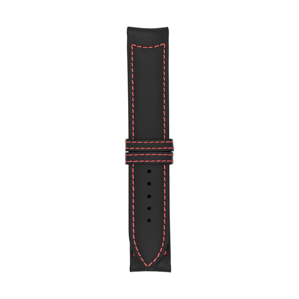 [C20L-1031S] Bracelet Classic en cuir noir, surpiqûres rouges (20/20 - 105/70)