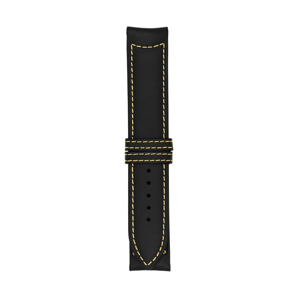 [C20L-1034S] Classic Leather Black Strap,  Stitching Yellow (20/20 - 105/70)