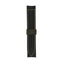 Bracelet Classic en cuir noir, surpiqûres jaunes