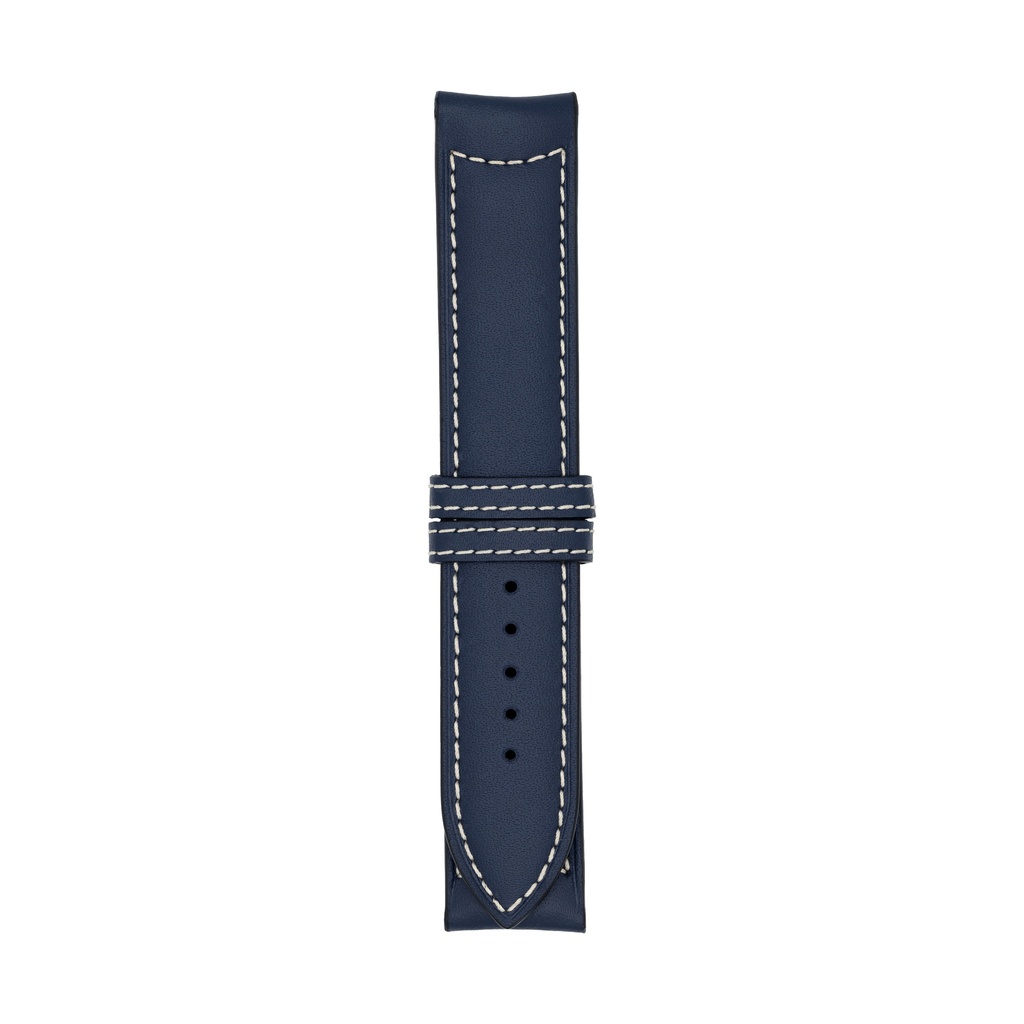 [C20L-1433S] Classic Leather Blue Marine Strap,  Stitching White (20/20 - 105/70)