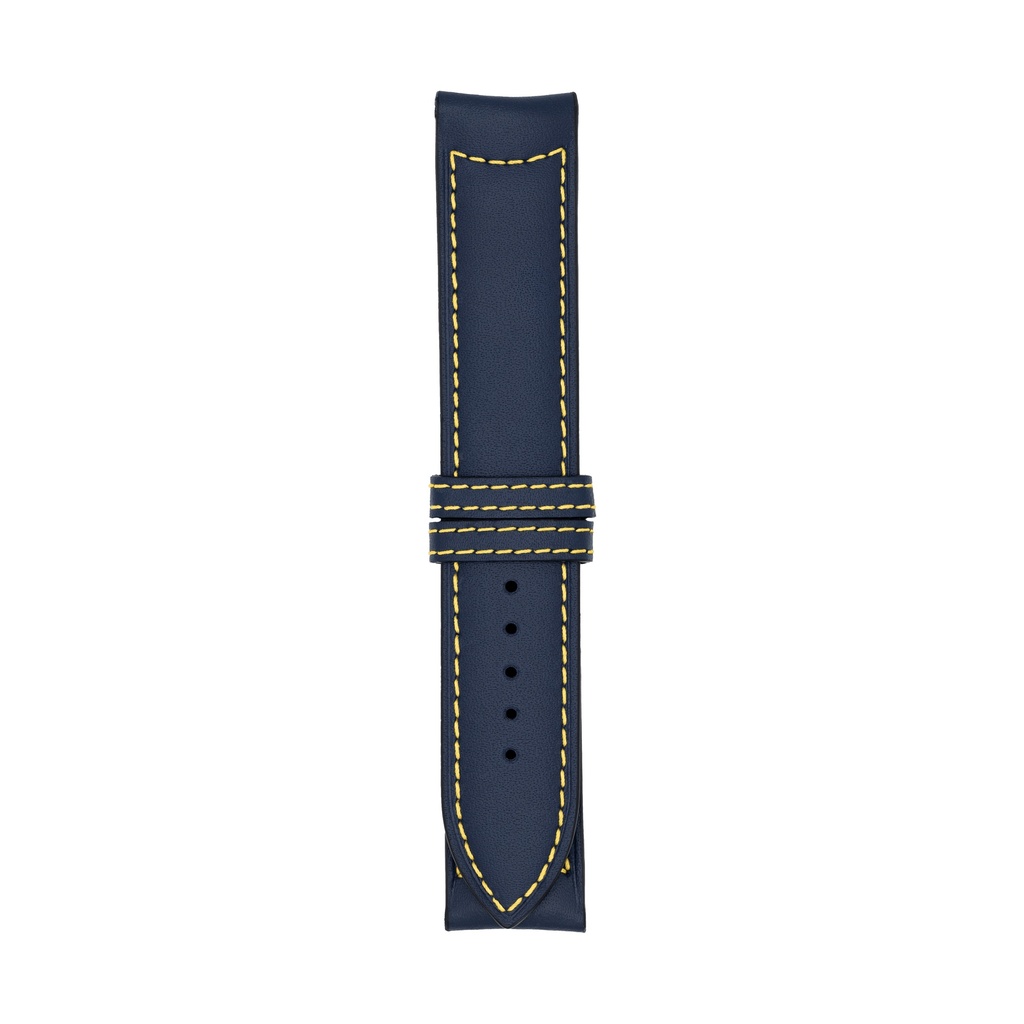 [C20L-1434S] Classic Leather Blue Marine Strap,  Stitching Yellow (20/20 - 105/70)