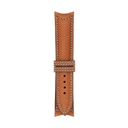 Bracelet Classic en cuir cognac, surpiqûres bleu clair