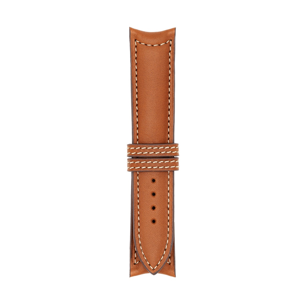[C20L-2133S] Classic Leather Cognac Strap,  Stitching White (20/20 - 105/70)