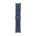 Klassisches Nubuklederarmband in Jeansblau mit roten Ziernähten