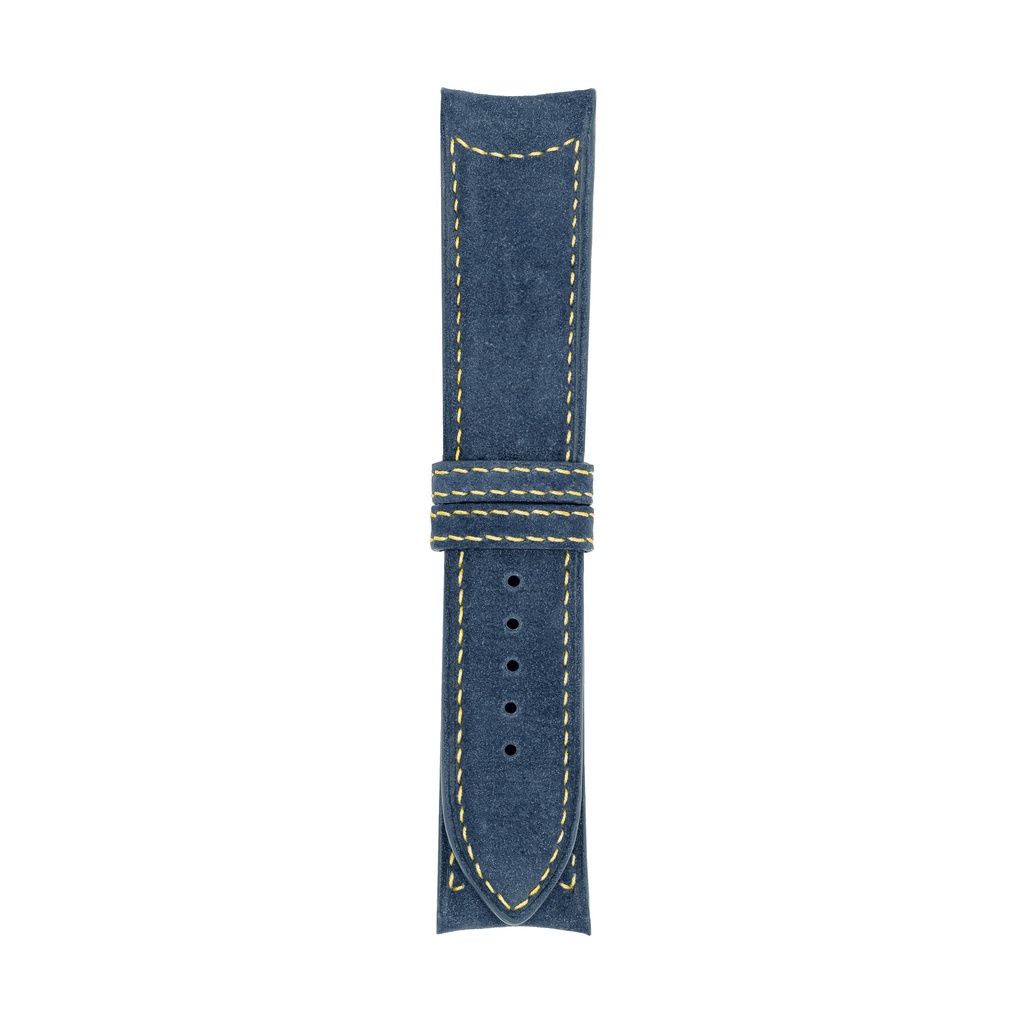 [C20N-1734S] Classic Nubuck Blue Jeans Strap,  Stitching Yellow (20/20 - 105/70)