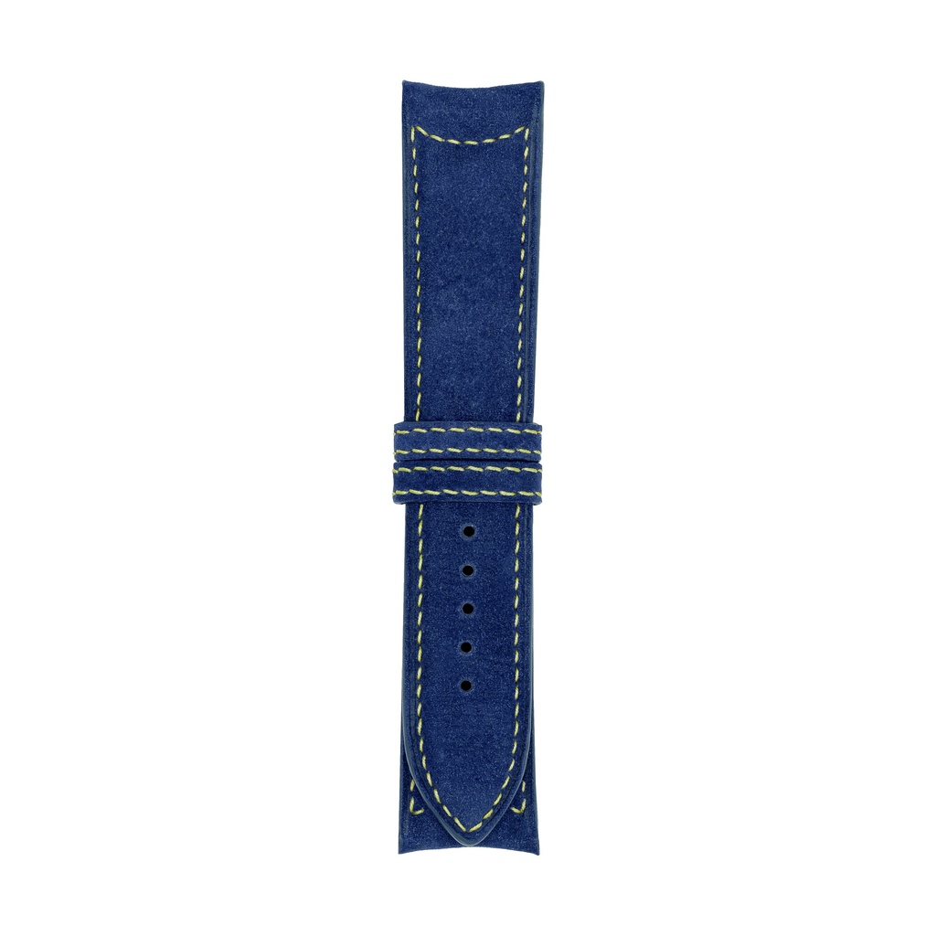 [C20N-1527S] Klassisches Nubuklederarmband in Königsblau mit hellgrünen Ziernähten (20/20 - 105/70)