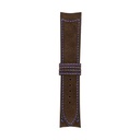 Klassisches Nubuklederarmband in Schokoladenbraun mit blauen Ziernähten