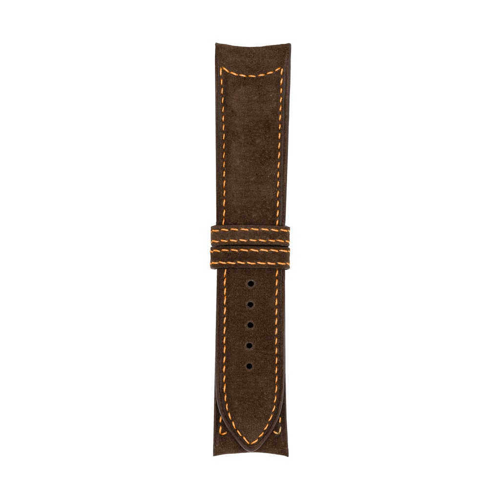 [C20N-2030S] Classic Nubuck Brown Chocolate Strap,  Stitching Orange (20/20 - 105/70)