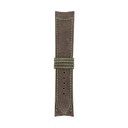Klassisches Nubuklederarmband in Taupe mit grünen Ziernähten