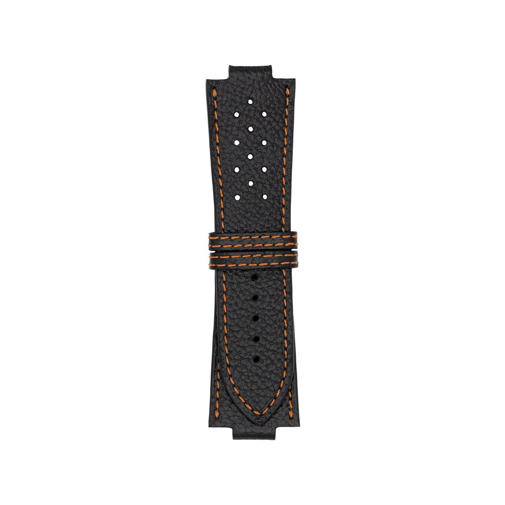 [GT25L-1030S] GT Leather Black Strap,  Stitching Orange (25/22 - 105/70)