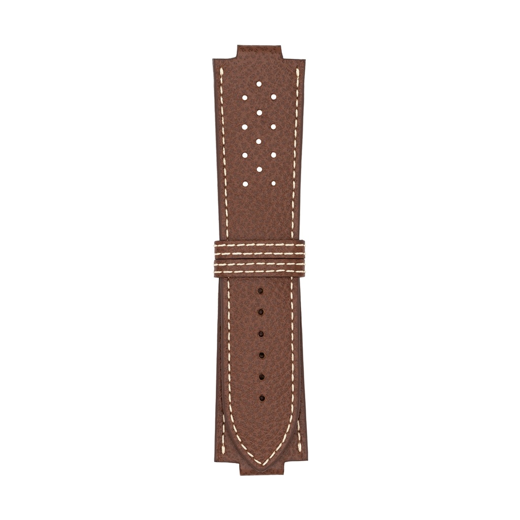 [GT25L-2033S] GT-Lederarmband in Schokoladenbraun mit weißen Nähten (25/22 - 105/70)