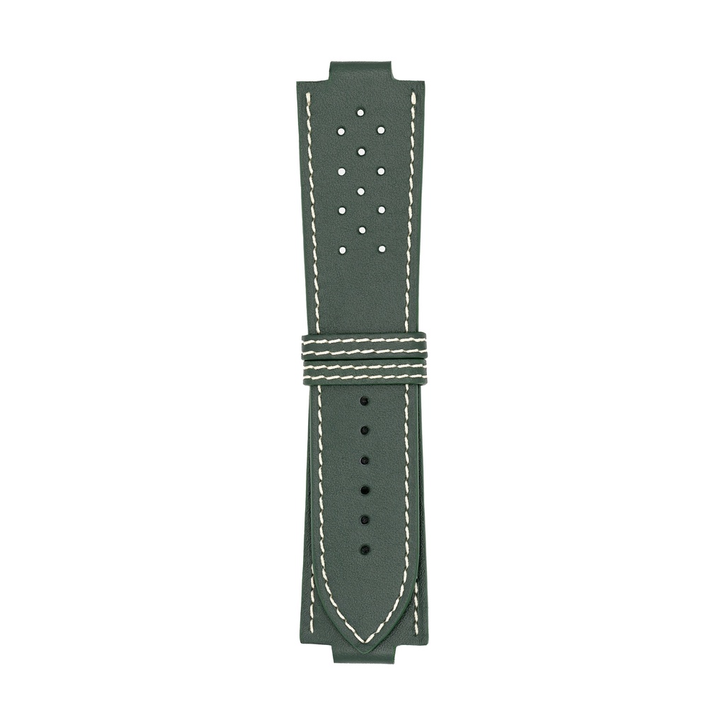 [GT25L-2633S] GT Leather Green Forest Strap,  Stitching White (25/22 - 105/70)