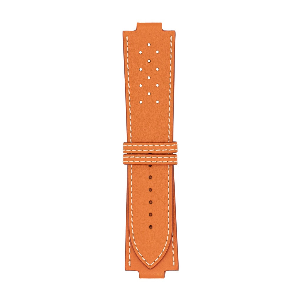 GT Leather Orange Strap,  Stitching White