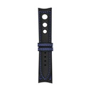 Schwarzes Rallye-Lederarmband mit blauen Ziernähten