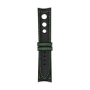 Schwarzes Rallye-Lederarmband mit grünen Ziernähten