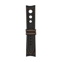 Bracelet Rally en cuir noir, surpiqûres orange