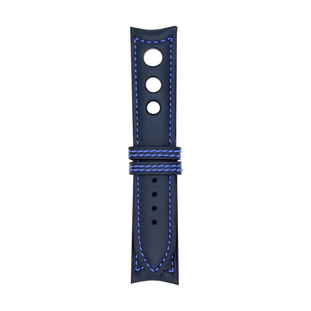 [R20L-1411S] Rally Leather Blue Marine Strap,  Stitching Blue (20/20 - 105/70)