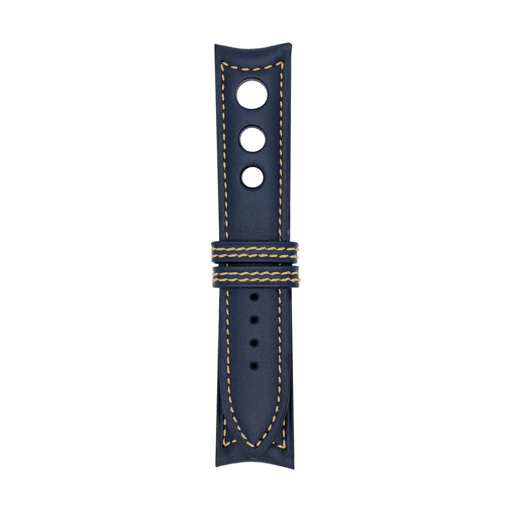 [R20L-1418S] Rally Leather Blue Marine Strap,  Stitching Bronze (20/20 - 105/70)