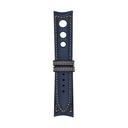 Bracelet Rally en cuir bleu marine, surpiqûres bronze