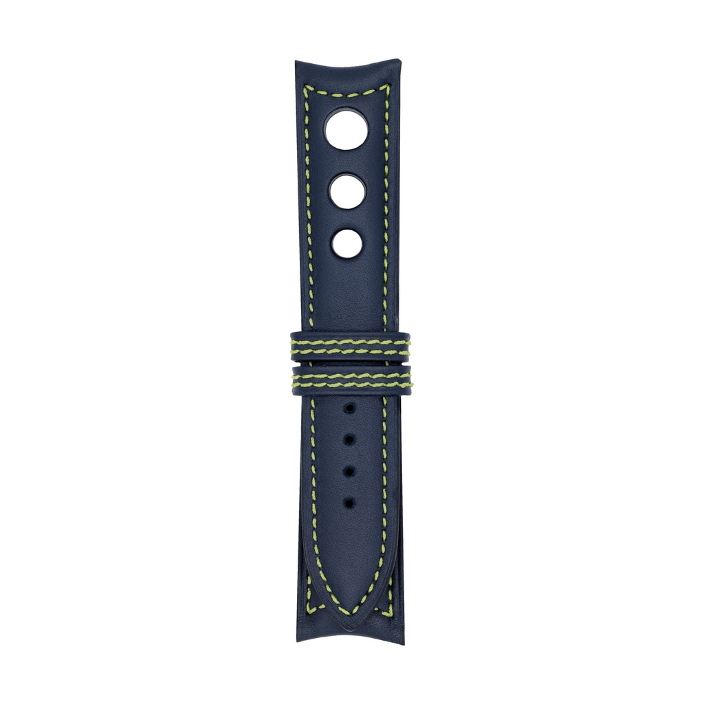 [R20L-1427S] Rally Leather Blue Marine Strap,  Stitching Green Light (20/20 - 105/70)