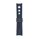 Rallye-Lederarmband in Marineblau mit hellgrünen Ziernähten