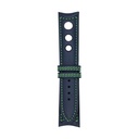 Rallye-Lederarmband in Marineblau mit grünen Ziernähten