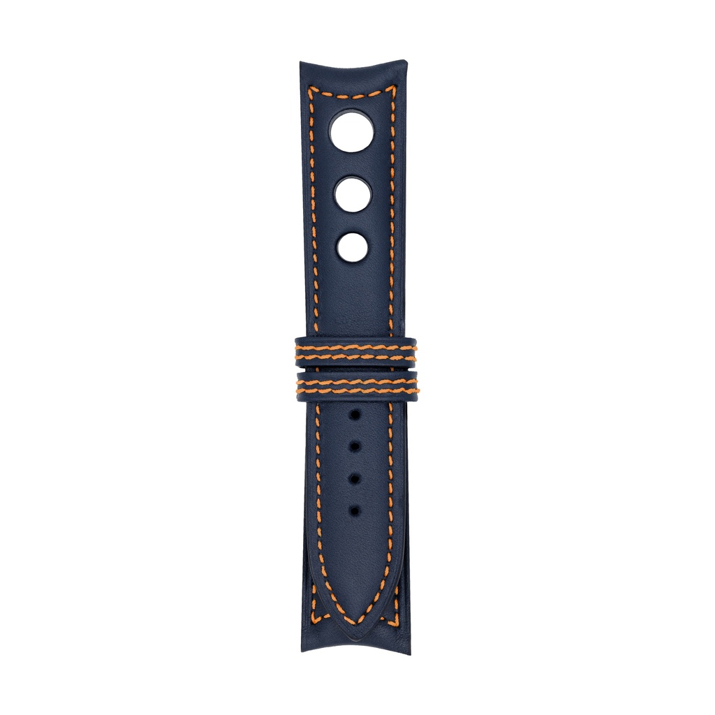 [R20L-1430S] Rally Leather Blue Marine Strap,  Stitching Orange (20/20 - 105/70)