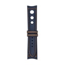 Bracelet Rally en cuir bleu marine, surpiqûres orange