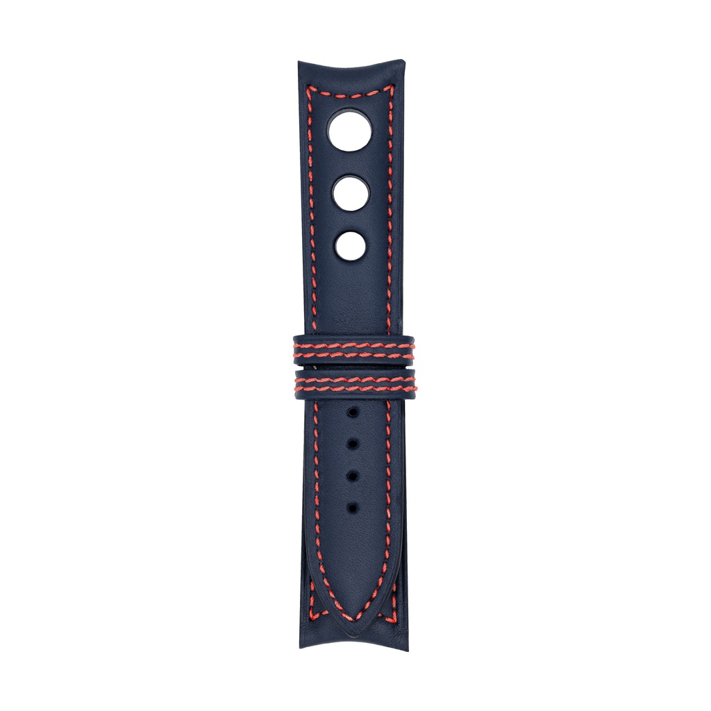 [R20L-1431S] Rally Leather Blue Marine Strap -  Stitching Red (20/20 - 105/70)