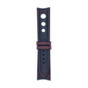 Bracelet Rally en cuir bleu marine, surpiqûres rouges