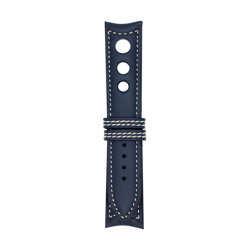 [R20L-1433S] Rally Leather Blue Marine Strap -  Stitching White (20/20 - 105/70)